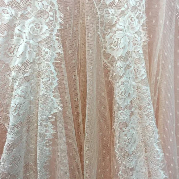 BLUSH Champagne Lace Rustic Wedding Dress, Cap Sleeve, Boat Neck Elegant Mother - Picture 14 of 15